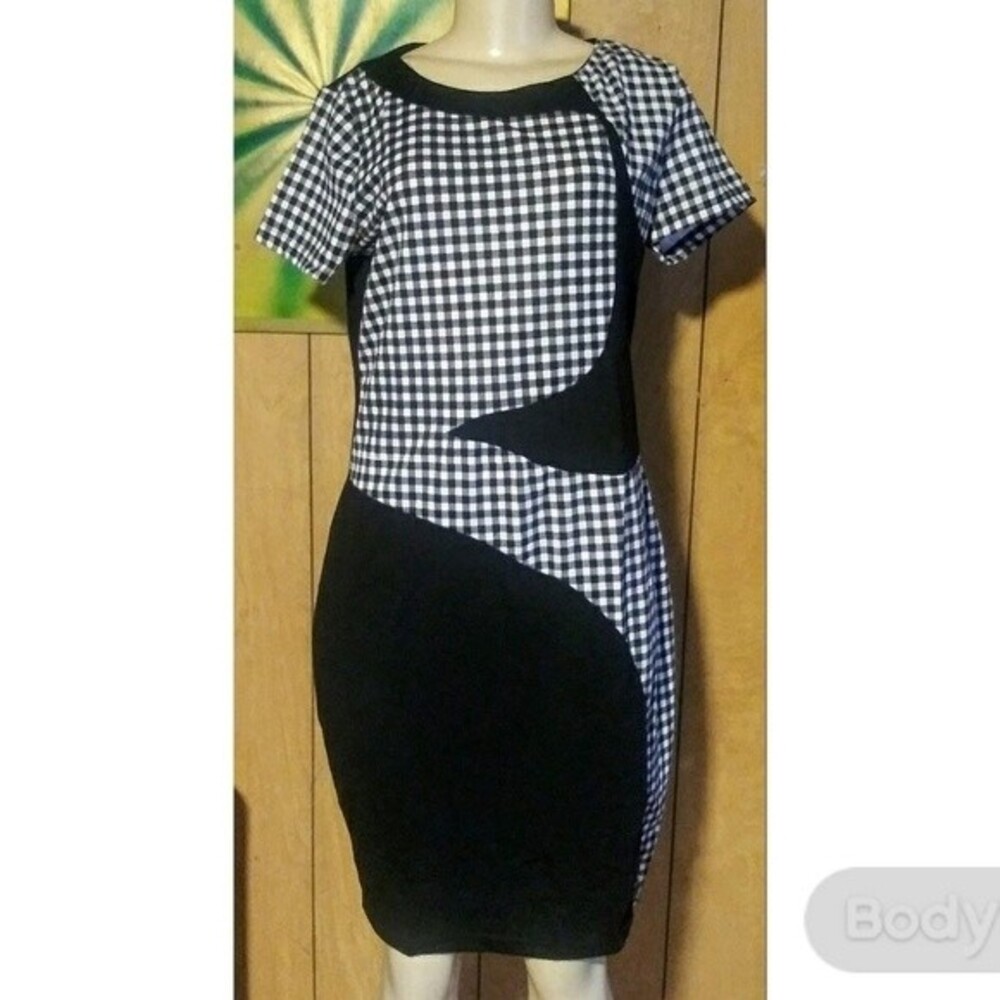 Black Plaid Bodycon Dress 2x